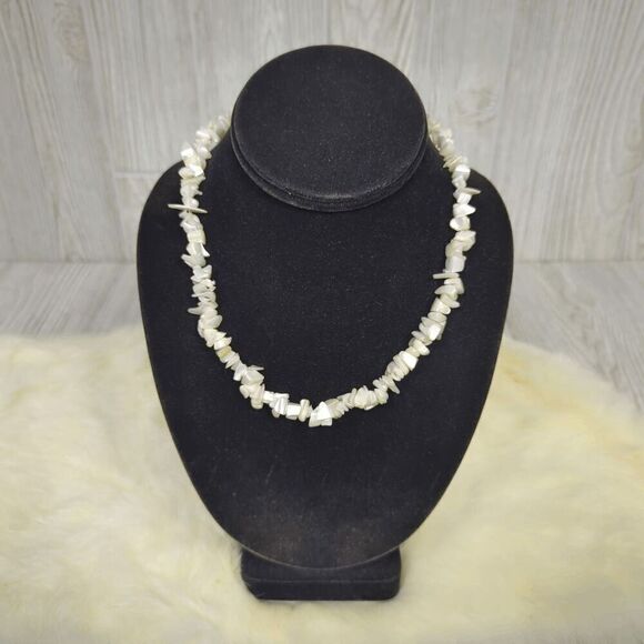 Handmade Sea Shell & Shark Tooth White Mother of Pearl Choker Necklace - Picture 1 of 7